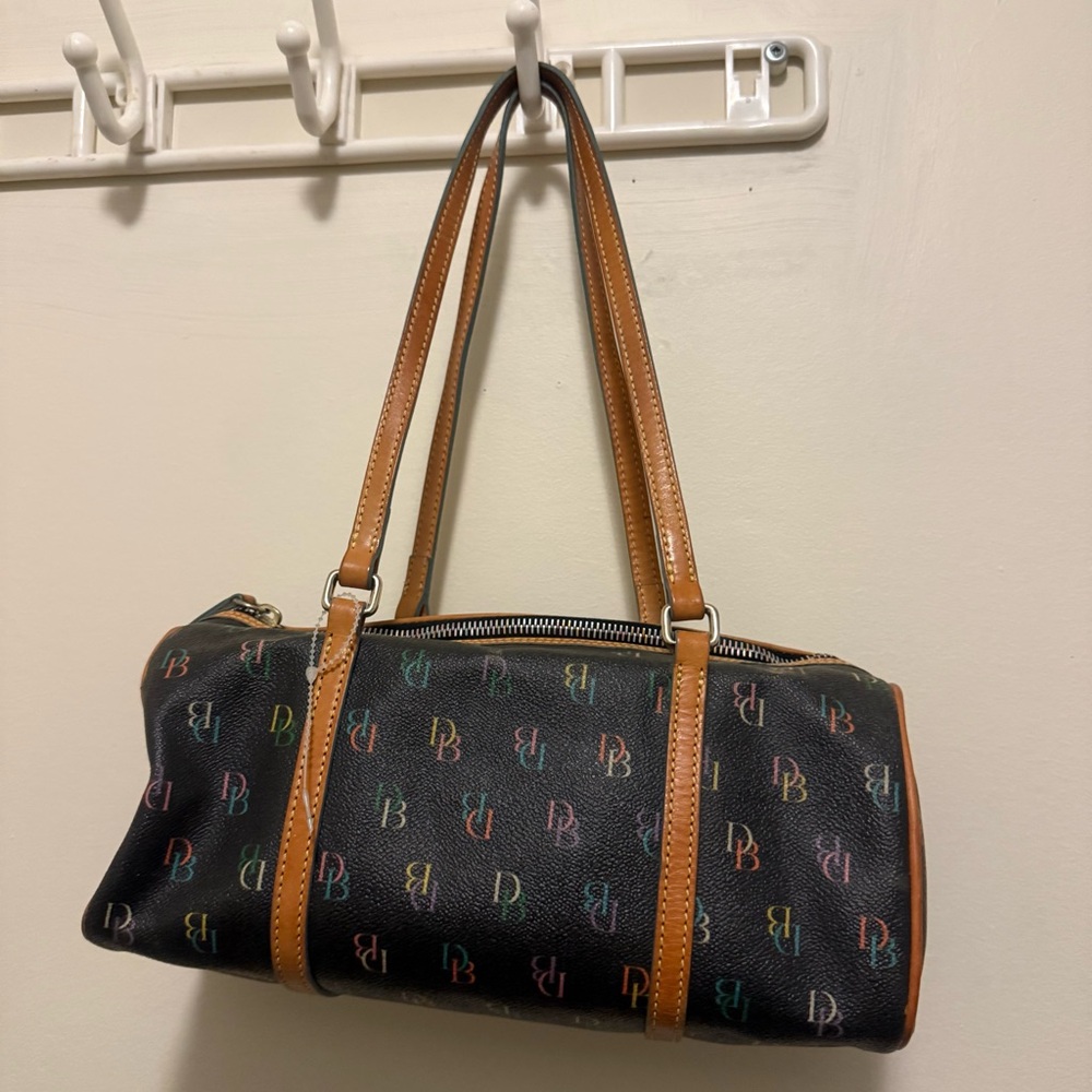 DOONEY & BOURKE Coated Canvas Barrel Baguette Monogram Shoulder Bag Y2K